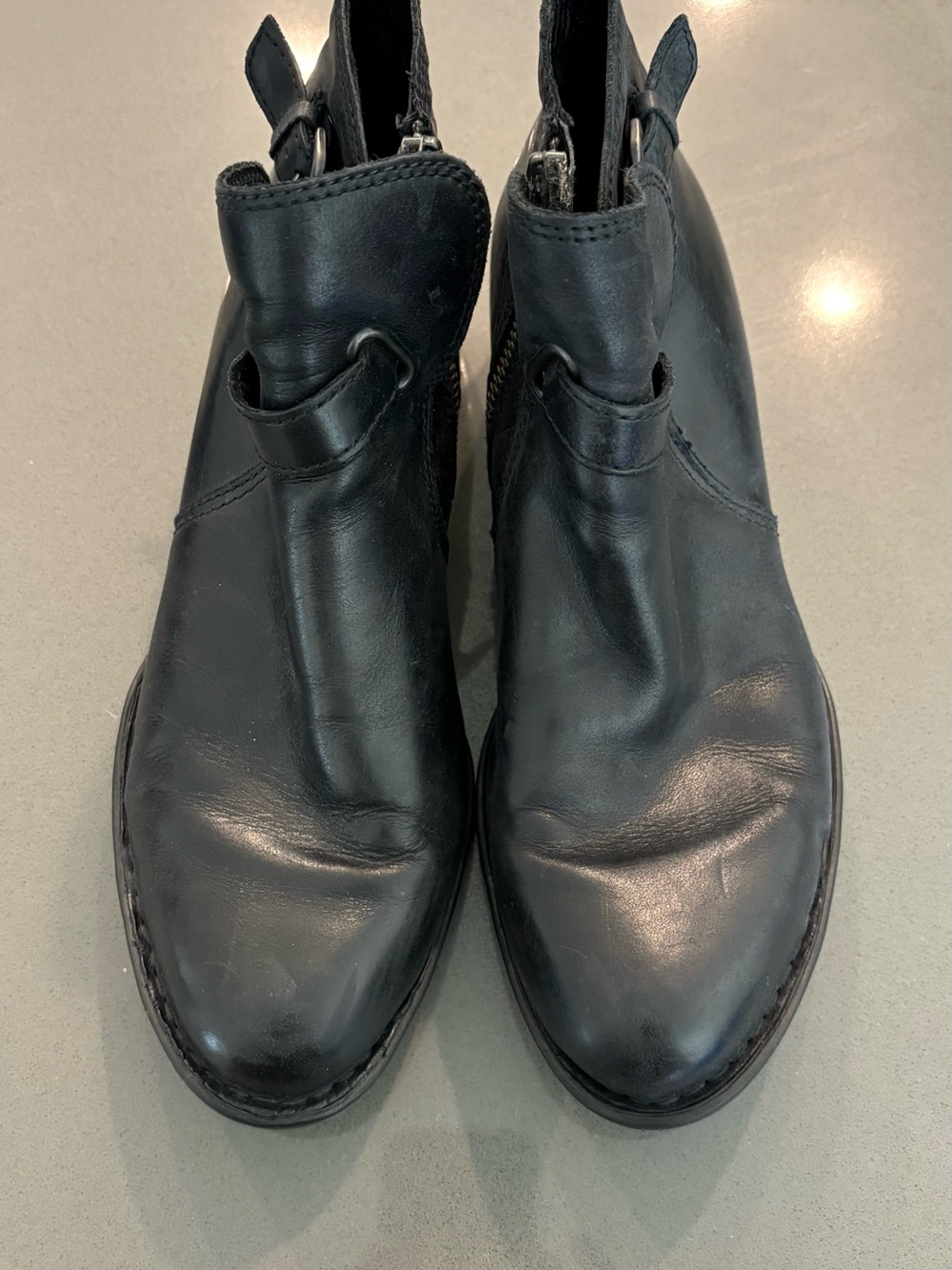 Born Black Leather Ankle Booties with Side Zip